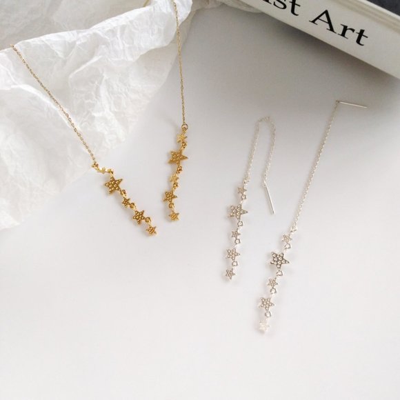 💙LAST ONE 💖Stars Drop Threader Earrings - Picture 3 of 9